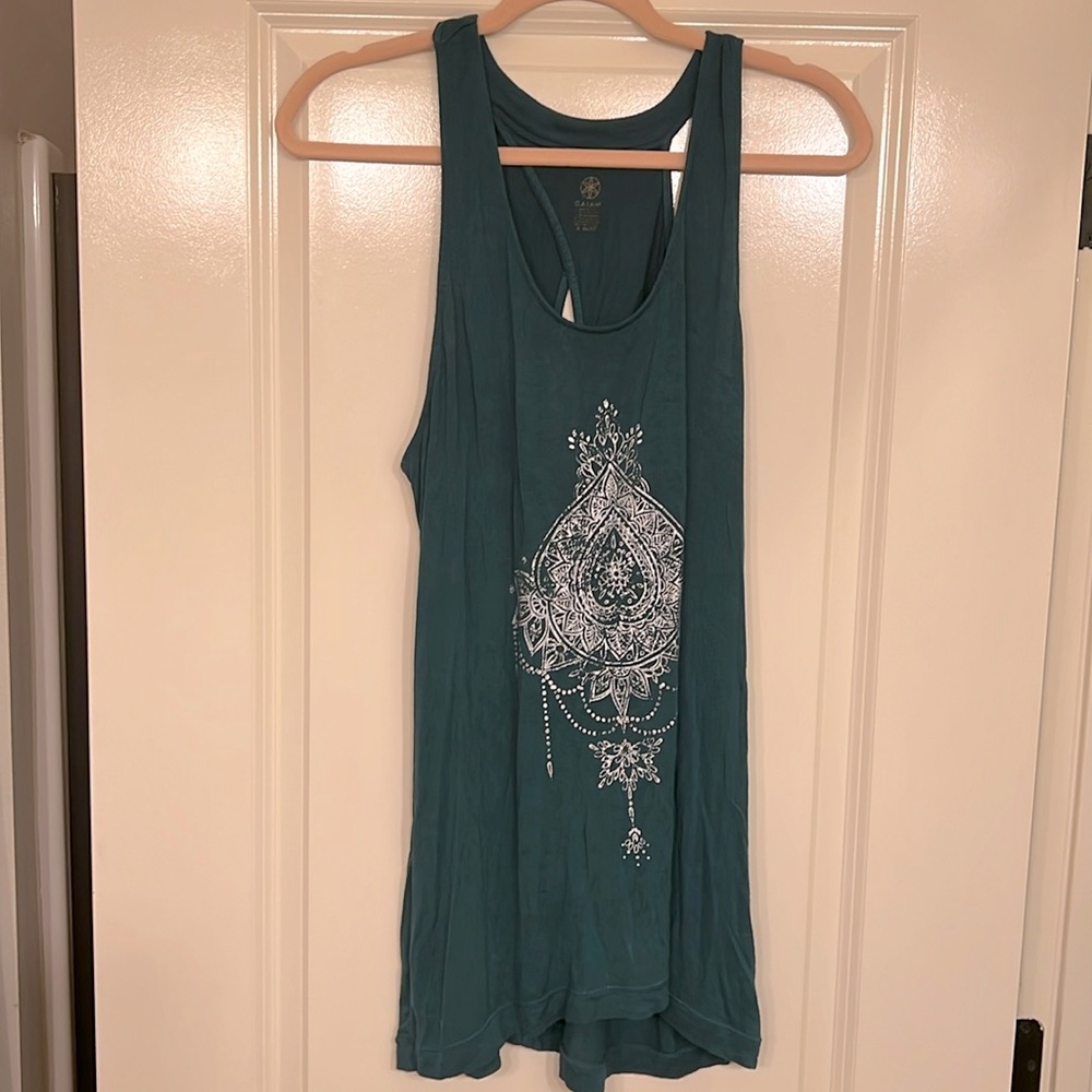 Dark teal long yoga shirt